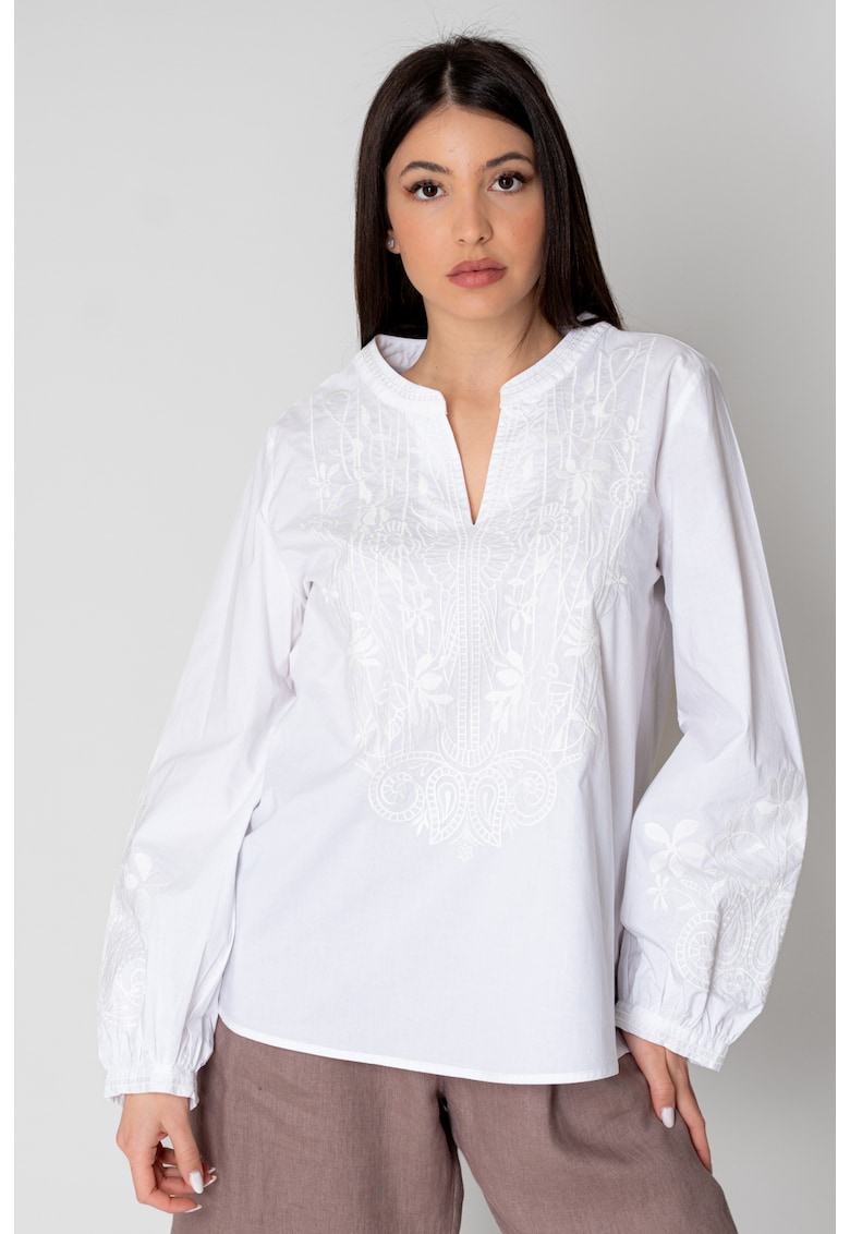 Camasa cu maneca lunga tip IE cu broderie Off White 15511