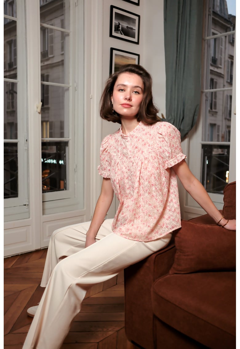 Camasa cu maneca scurta roz cu imprimeu floral 4848T M9 16939