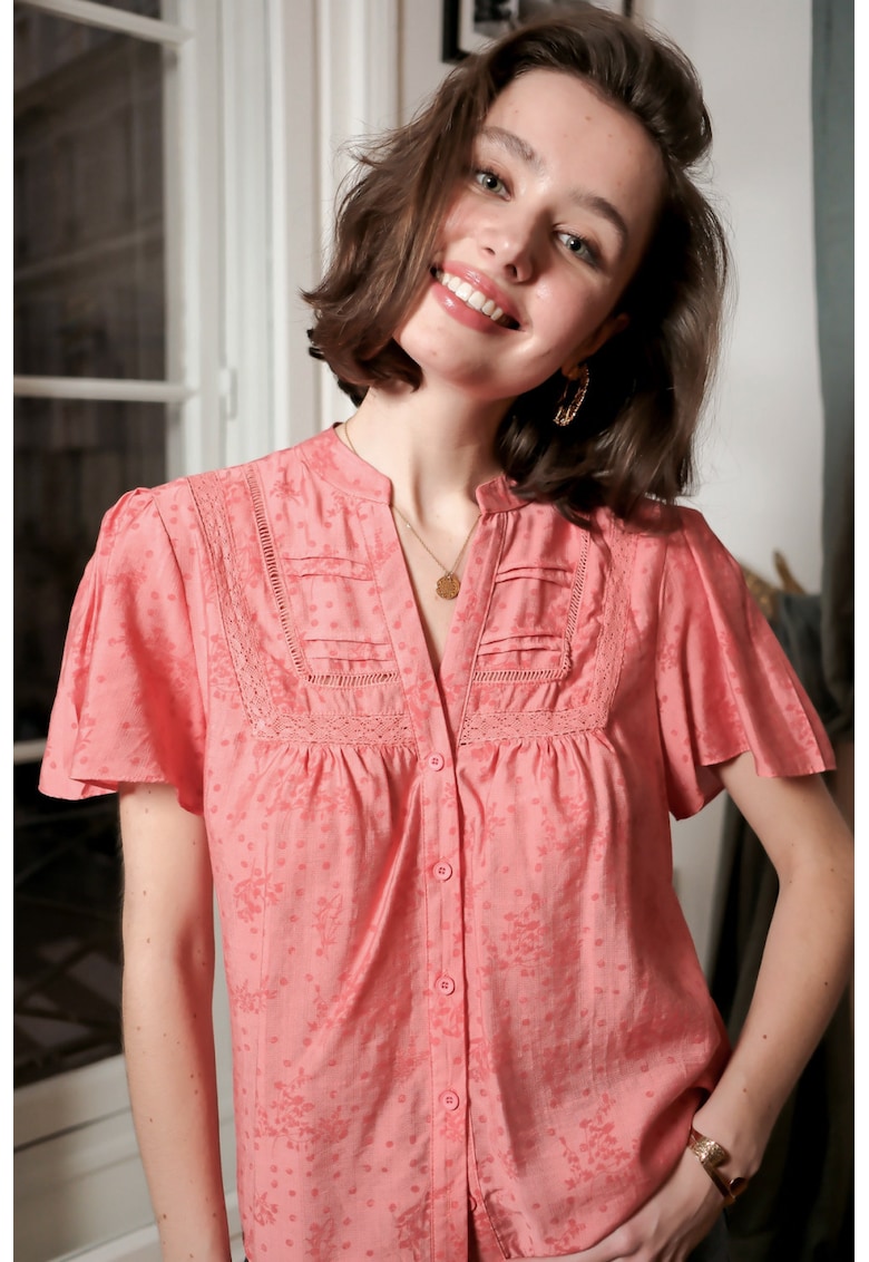 Camasa cu maneca scurta roz inchis cu imprimeu L3500 M10 16953