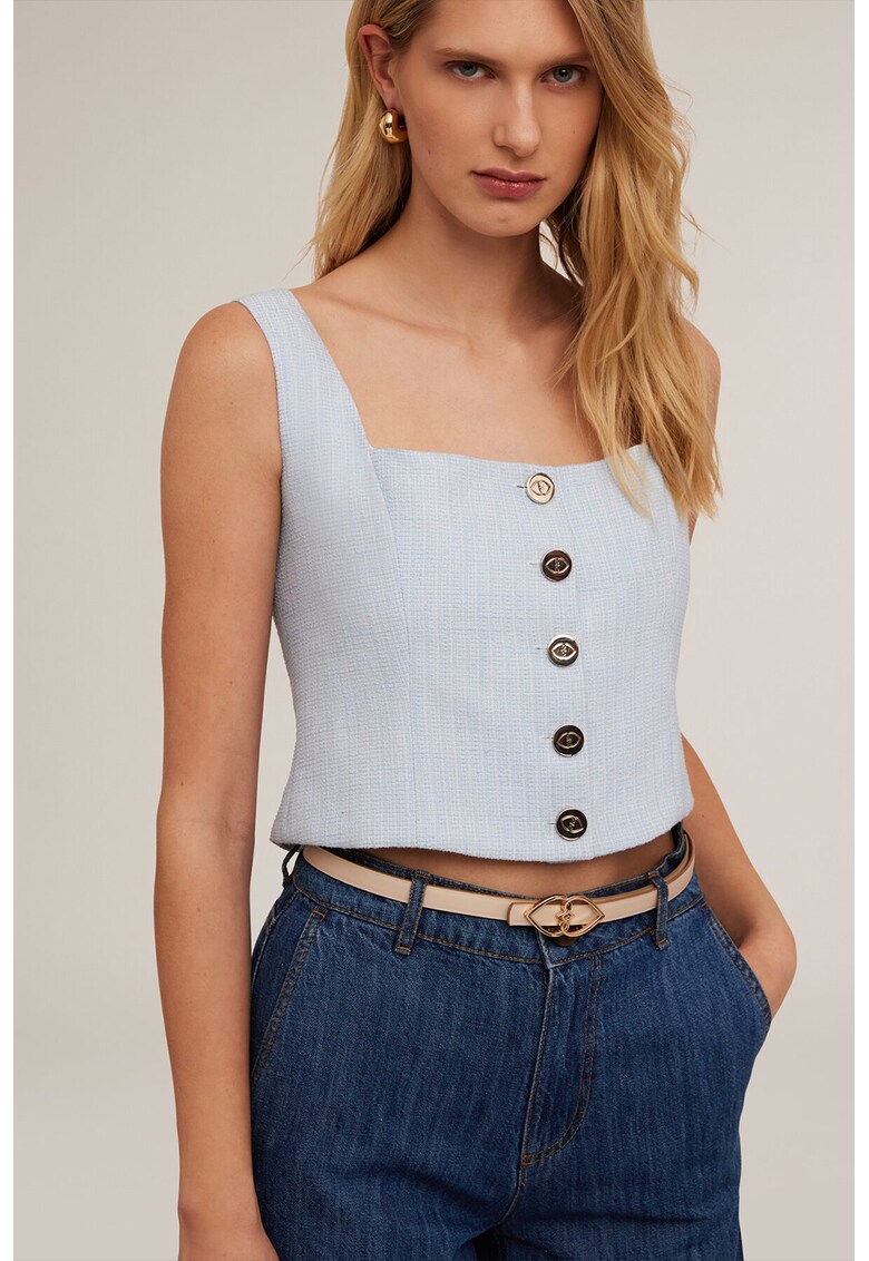 Top cu nasturi - Albastru glaciar
