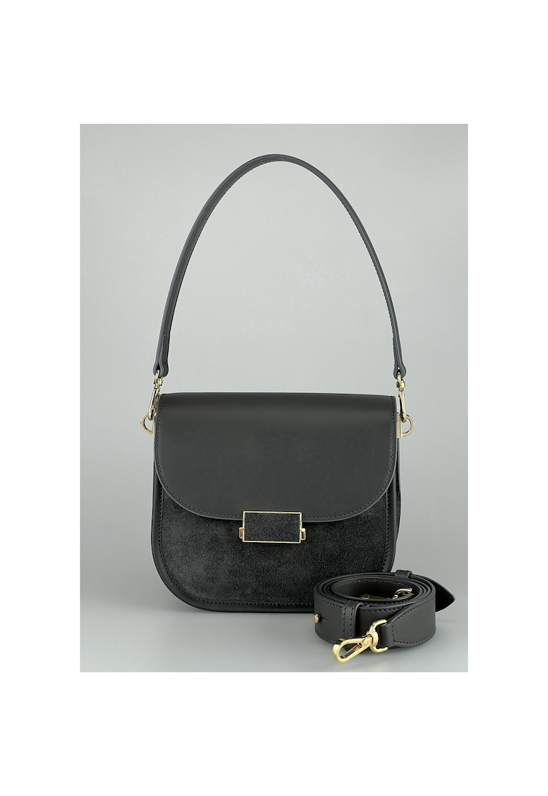 Caresta Alice geanta din piele - Gri inchis - 15x18x10