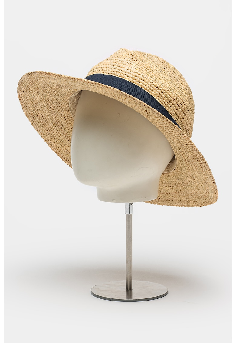 Palarie din paie de hartie Albury - Maro camel/Bleumarin