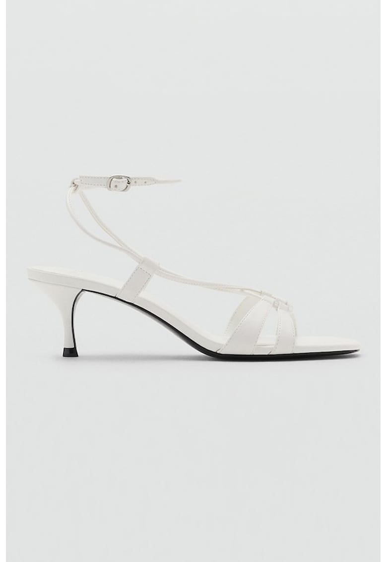 Sandale de piele ecologica cu toc si barete multiple