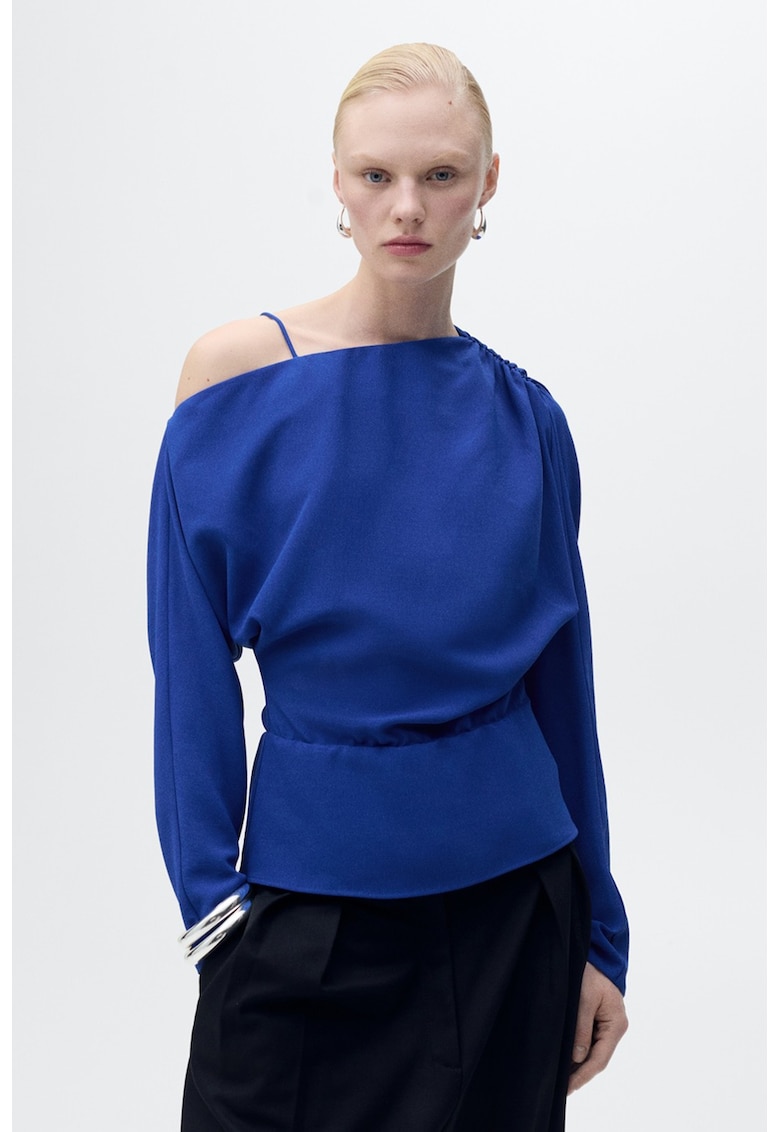 Bluza asimetrica cu detalii cu fronseuri