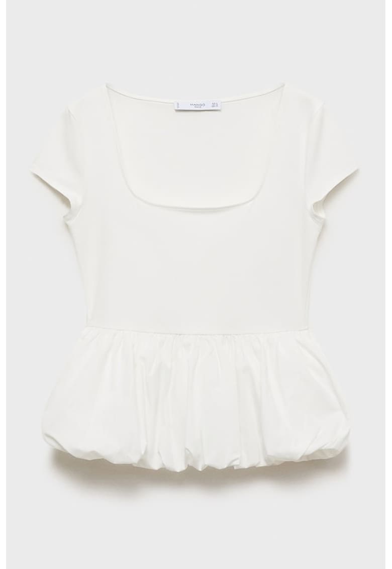 Tricou uni cu decolteu patrat - Alb