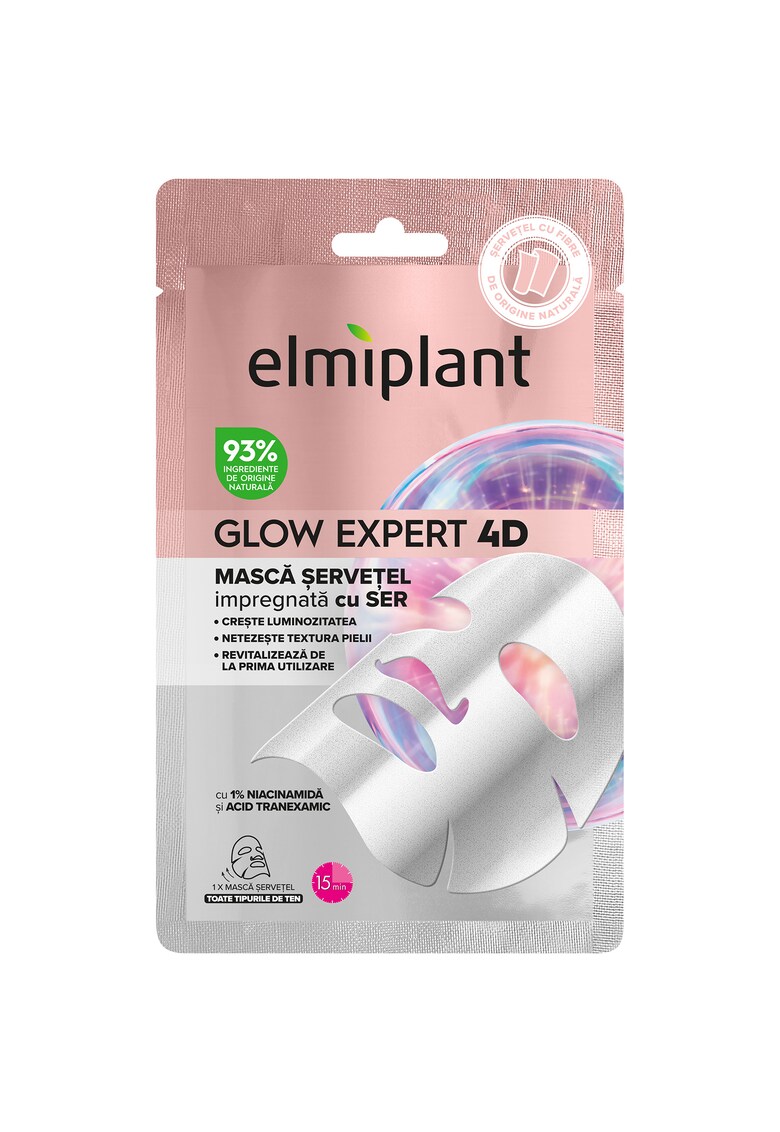 Masca servetel  Glow Expert 4D impregnata cu ser - 1buc