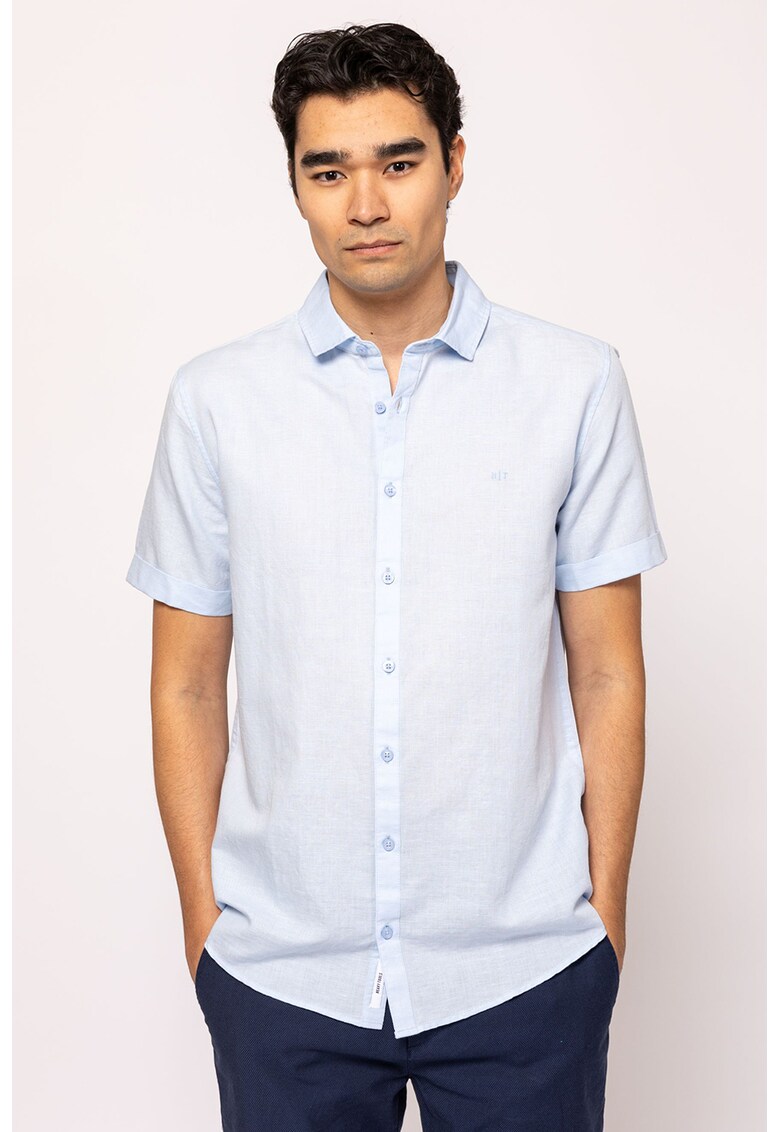 Camasa de in si bumbac cu maneci scurte