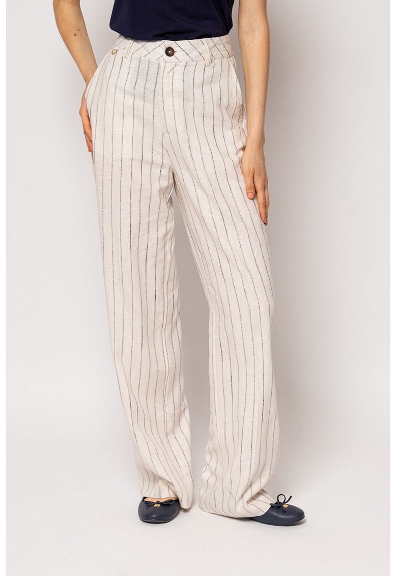 Pantaloni lungi relaxed fit cu talie inalta