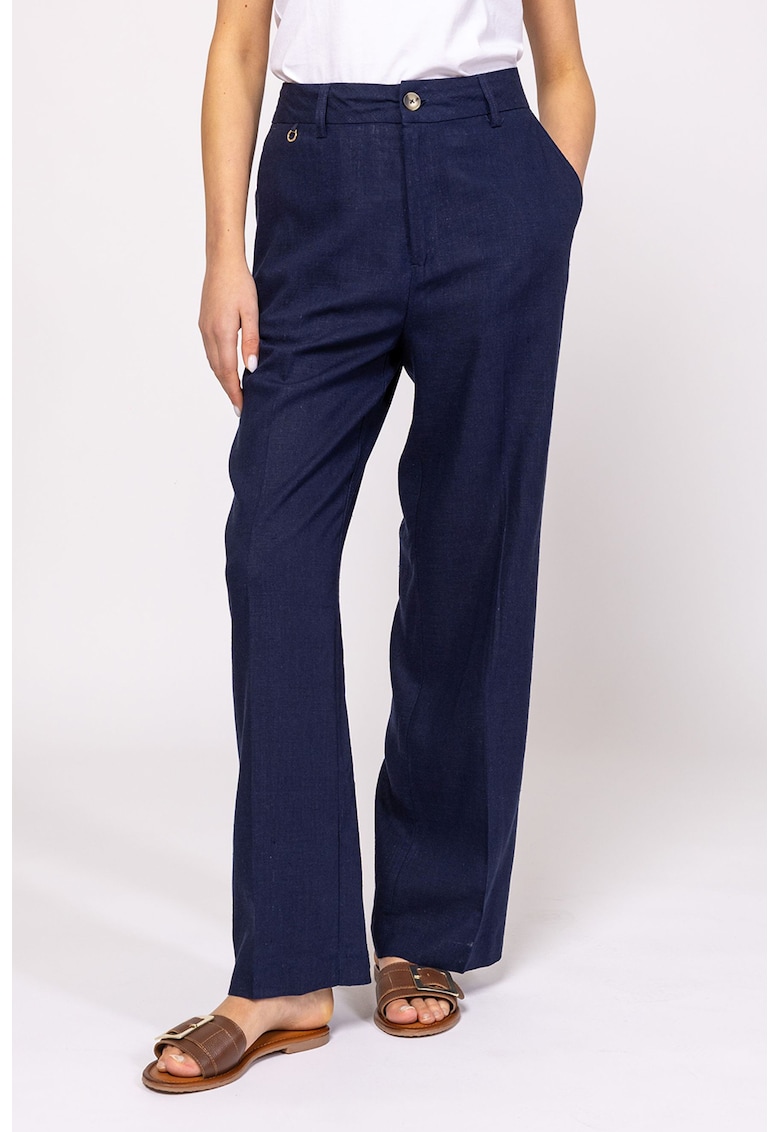 Pantaloni lungi relaxed fit cu talie inalta