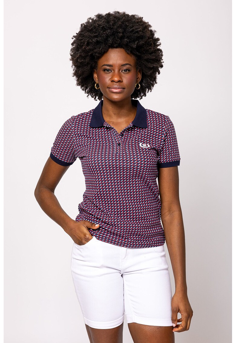 Tricou polo cu model Doya - Rosu vermillion/Bleumarin
