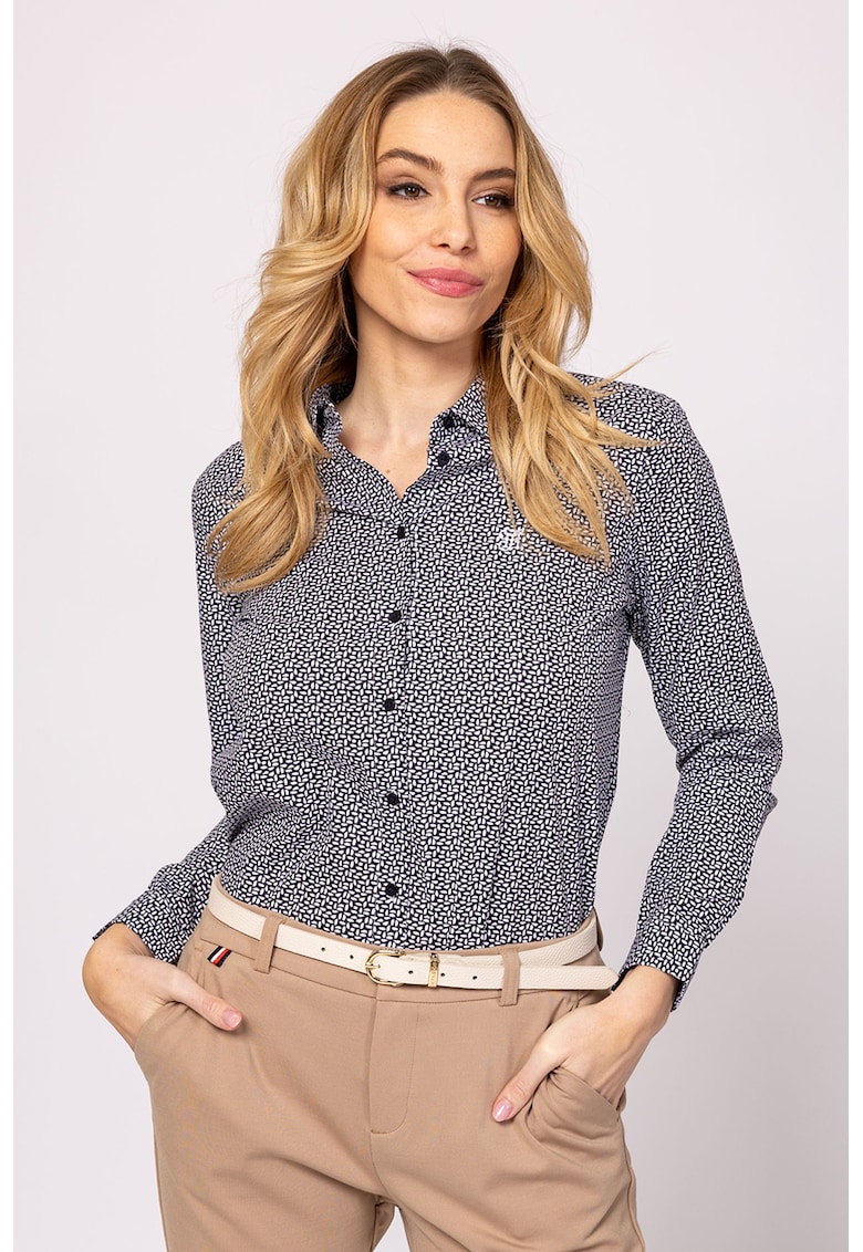 Camasa regular fit cu guler ascutit - Negru stins/Alb optic