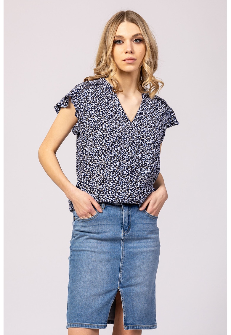 Bluza cu maneci scurte si model floral Rusty