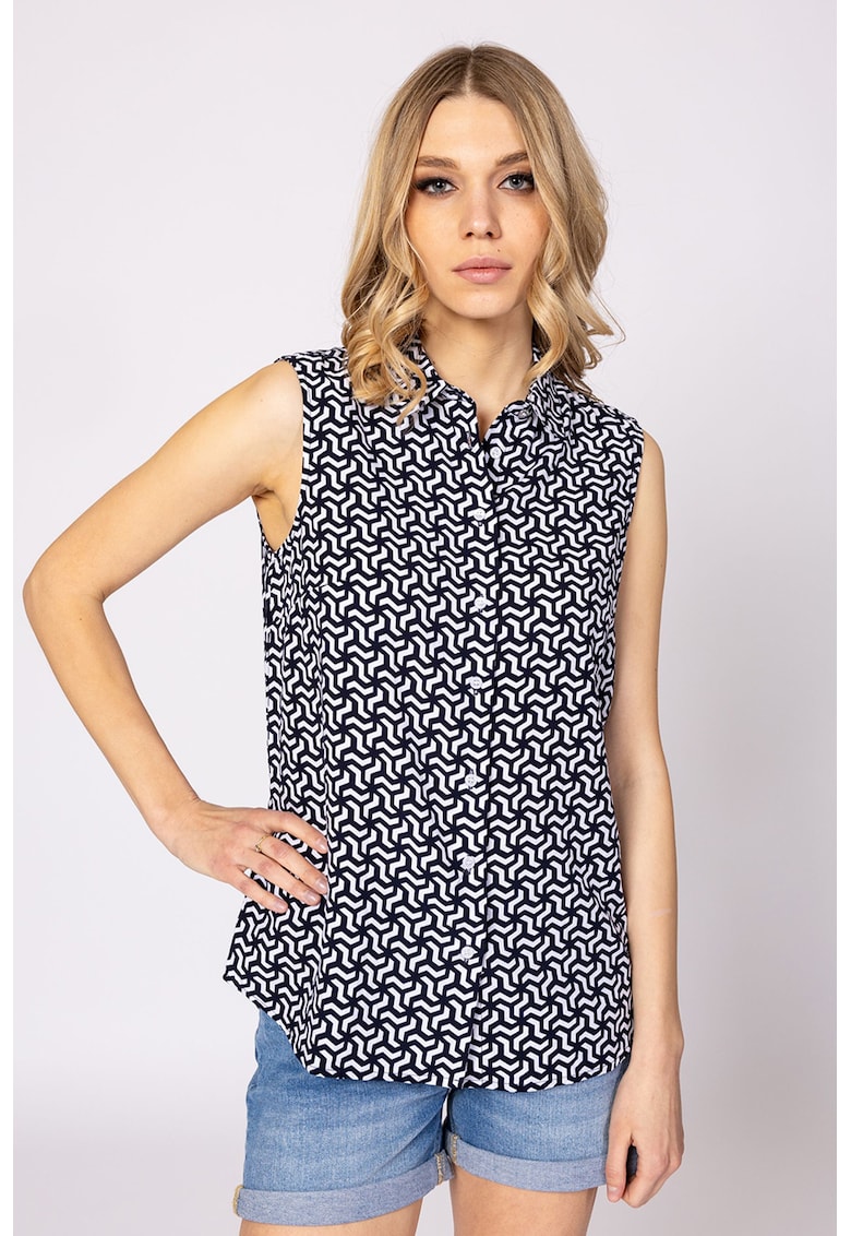 Camasa cu model geometric - fara maneci Ruanna