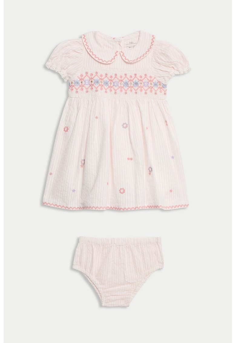 Set de rochie cu detalii brodate si chiloti - 2 piese