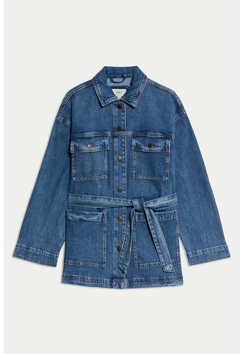 Jacheta de denim din amestec de lyocell - Albastru petrol