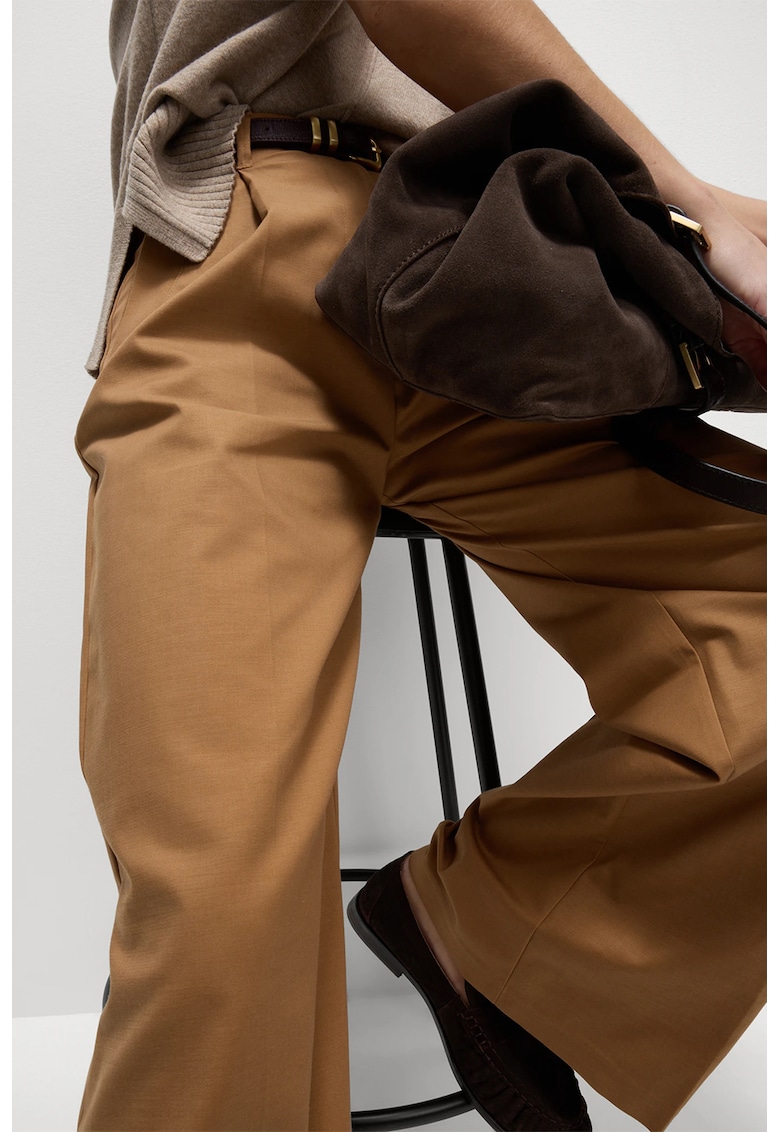 Pantaloni relaxed fit cu talie inalta