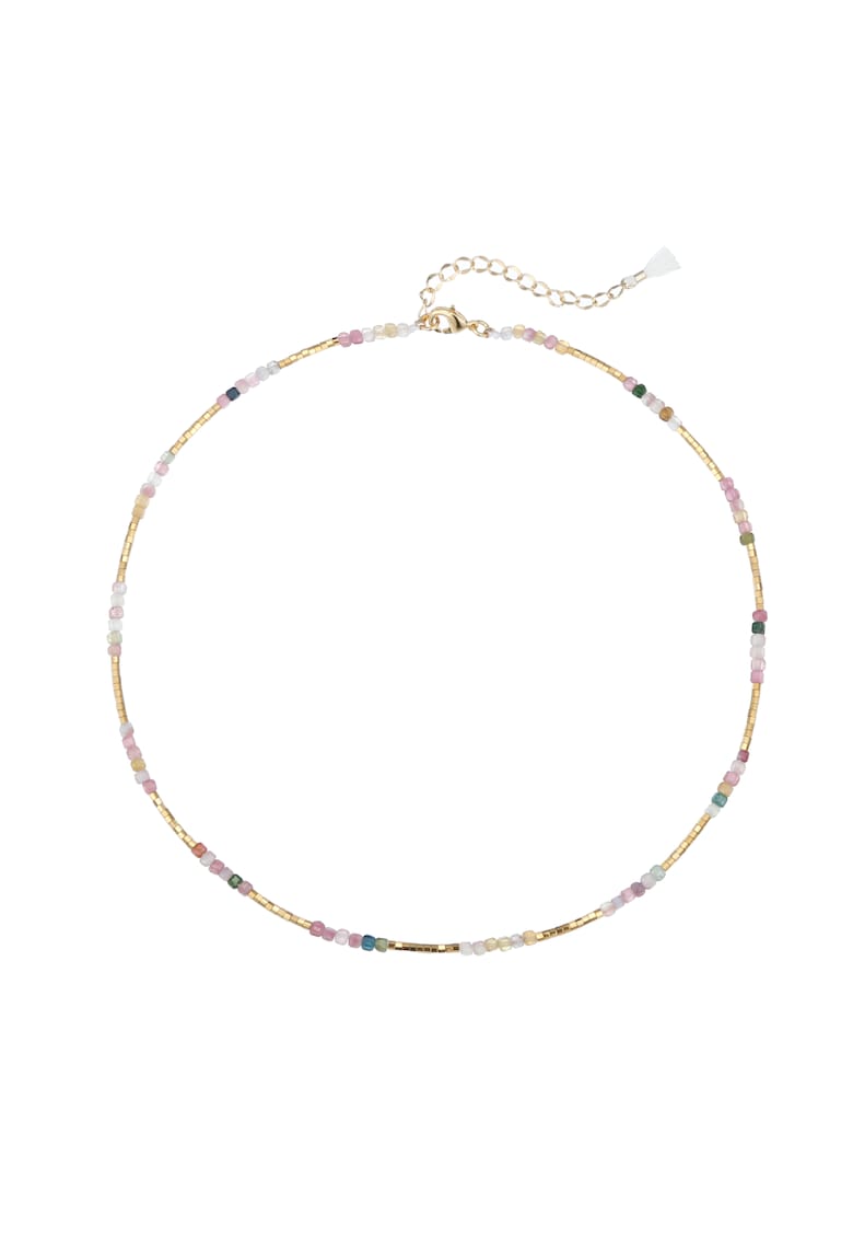 Colier Boho Turmalina multicolora - alama placata cu aur - 38+5cm