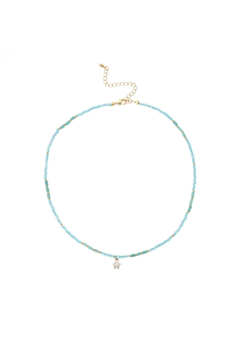 Colier choker din cristale de apatit Colin - cu charm stea din zircon - cupru placat cu aur