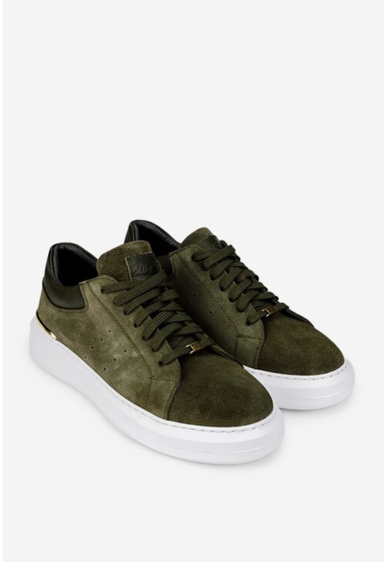 Pantofi barbati kaki din piele naturala - Verde