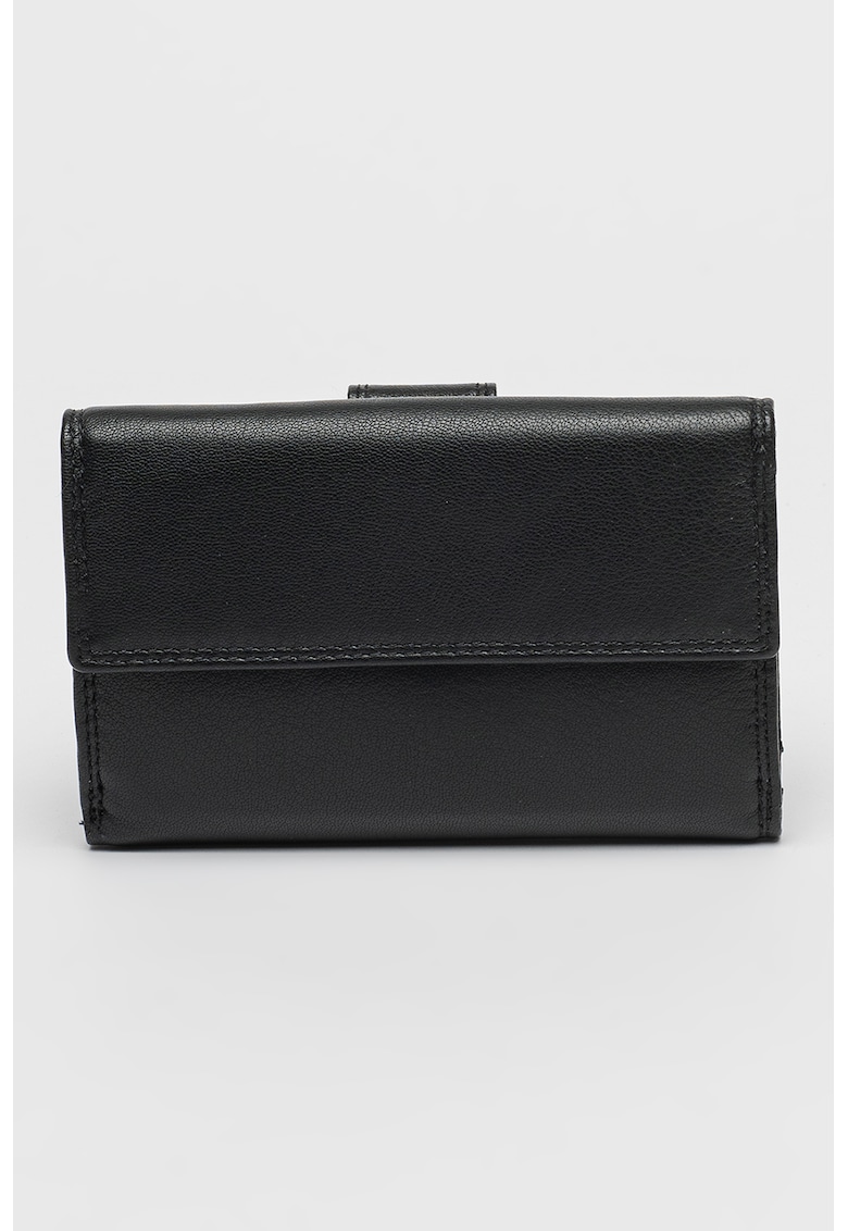 Portofel din piele cu clapa - Negru