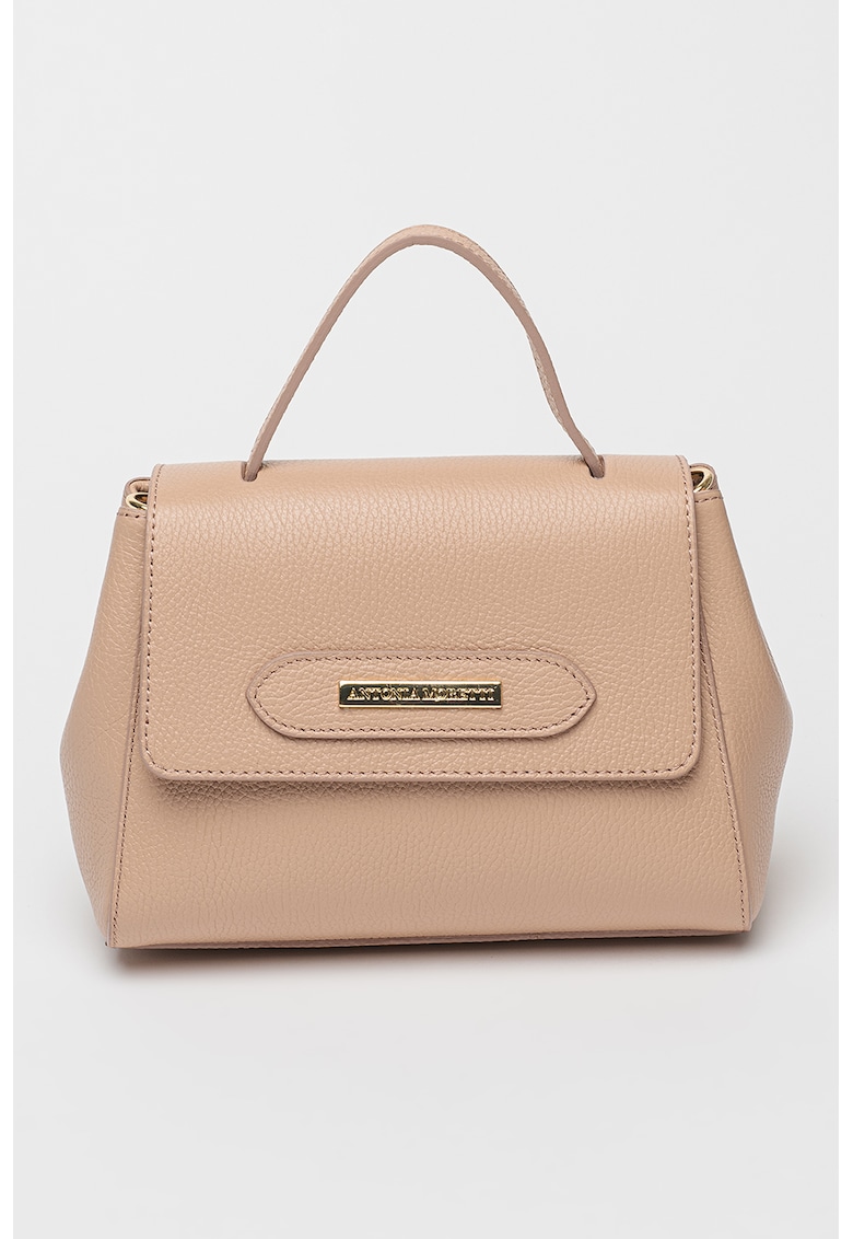 Geanta crossbody din piele - Roz prafuit
