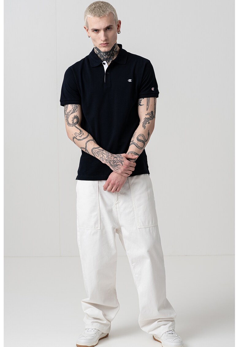 Tricou polo cambrat cu logo