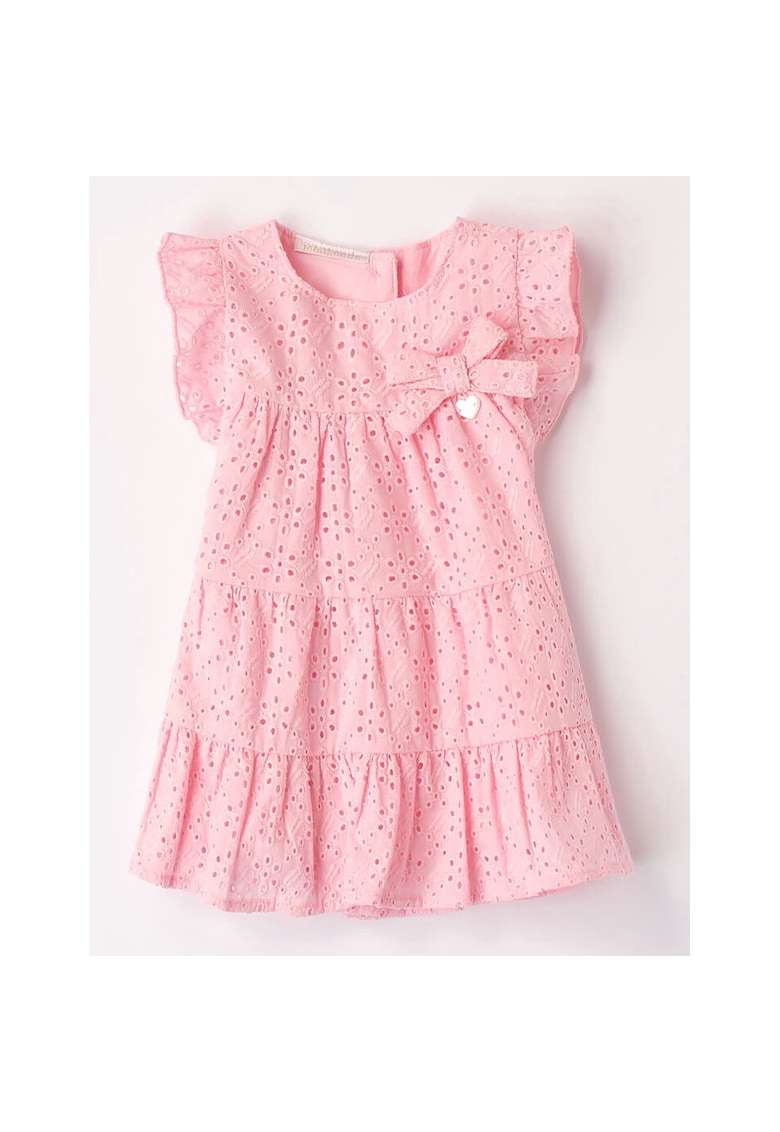 Rochie cu broderie perforata pentru fete - Roz