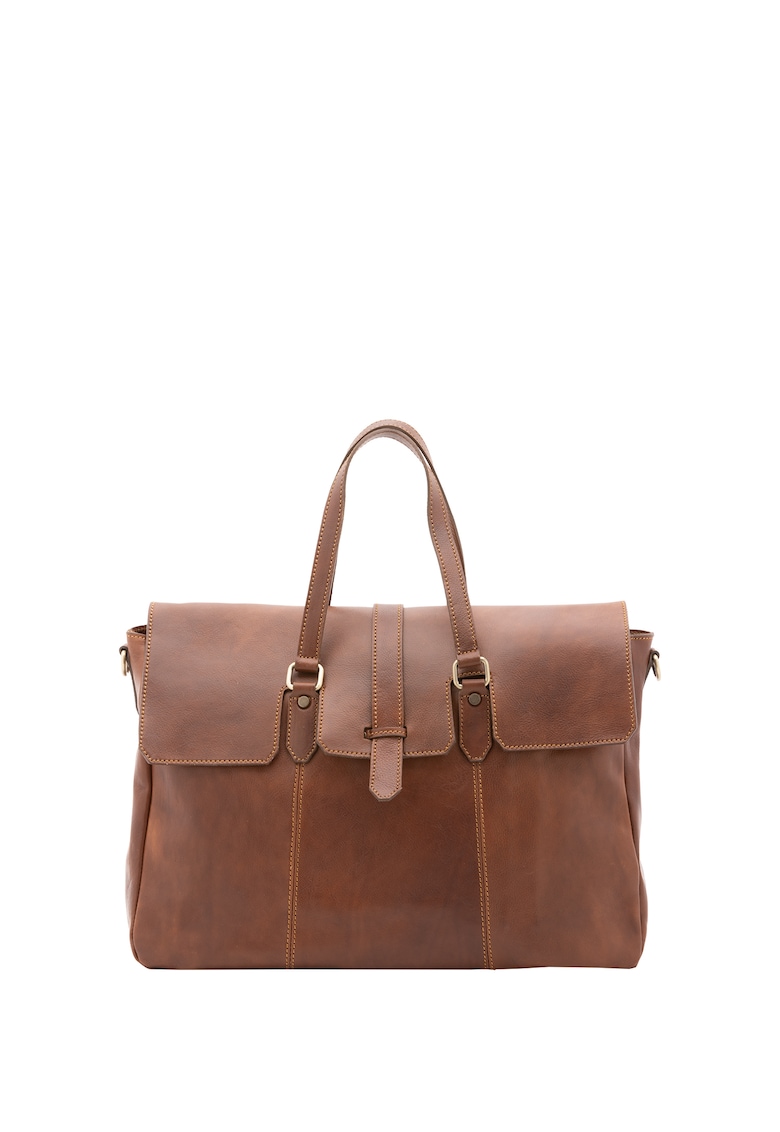 Geanta de voiaj unisex de piele - cu inchidere frontala