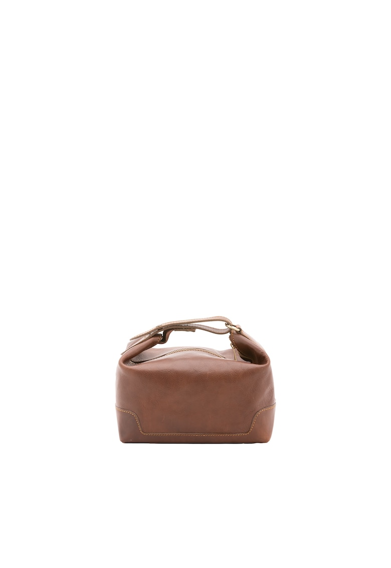 Geanta unisex de piele cu maner si model uni