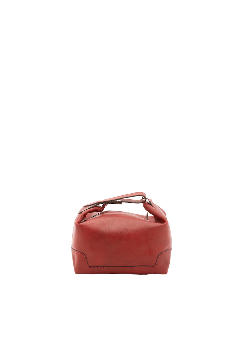 Geanta unisex de piele cu maner si model uni Geanta unisex de piele cu maner si model uni