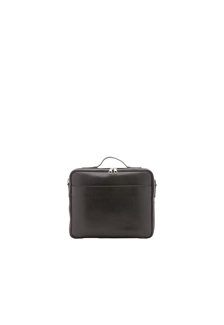 Geanta de piele cu maner si bareta detasabila - Negru