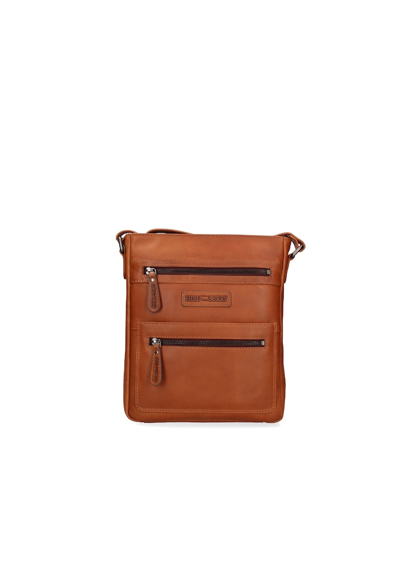 Geanta crossbody de piele cu buzunare exterioare si bareta ajustabila Geanta crossbody de piele cu buzunare exterioare si bareta ajustabila