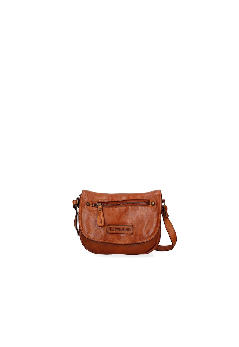 Geanta crossbody de piele cu clapa - Maro