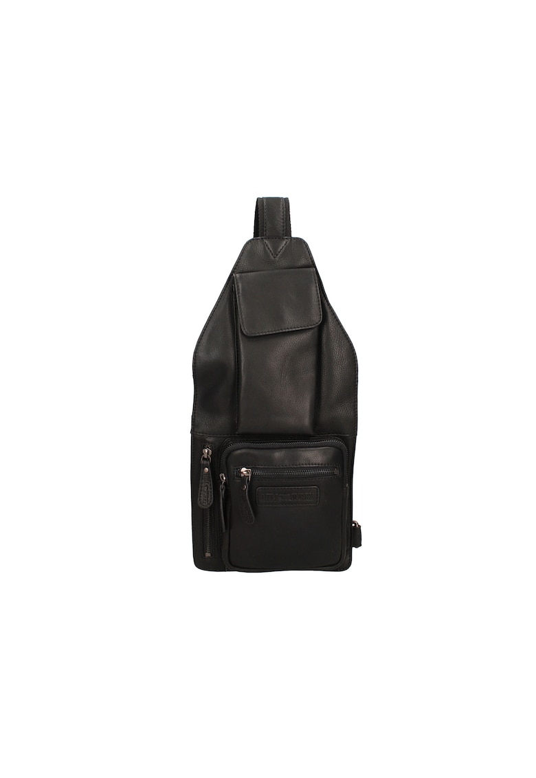 Rucsac de piele cu buzunare multiple si o bareta