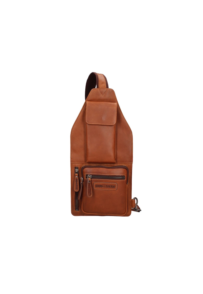 Rucsac de piele cu buzunare multiple si o bareta