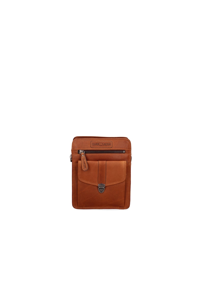 Geanta crossbody de piele cu buzunare multiple - Maro