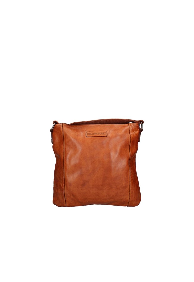 Geanta crossbody de piele cu fermoar - Maro