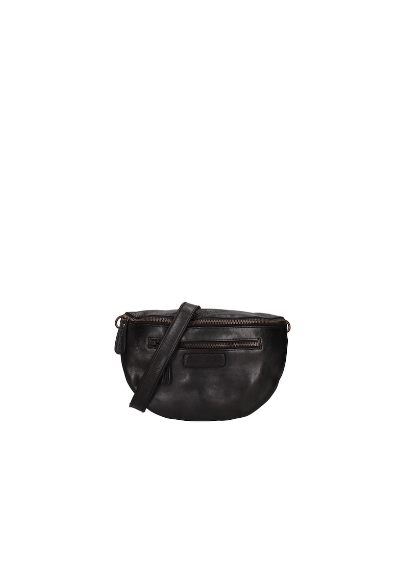 Geanta crossbody de piele cu buzunare fermoar