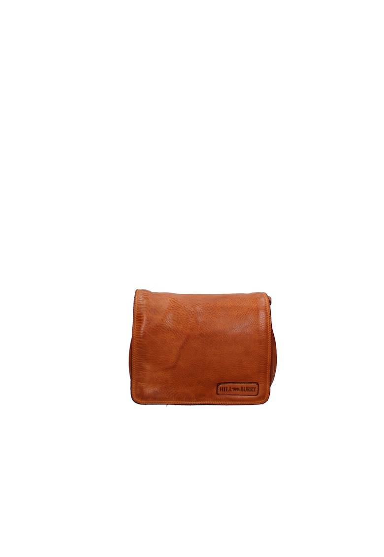 Geanta crossbody de piele cu buzunar fermoar - Maro scortisoara