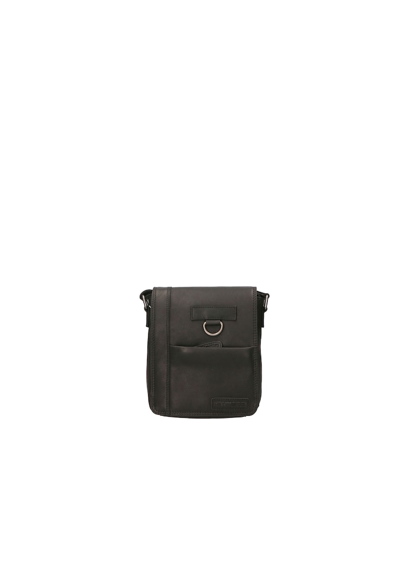Geanta crossbody de piele cu aplicatie logo