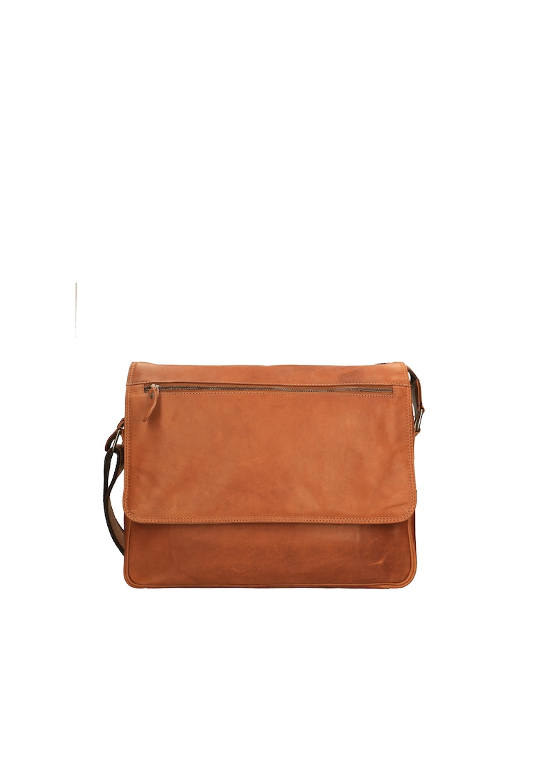 Geanta crossbody de piele cu clapa - Maro