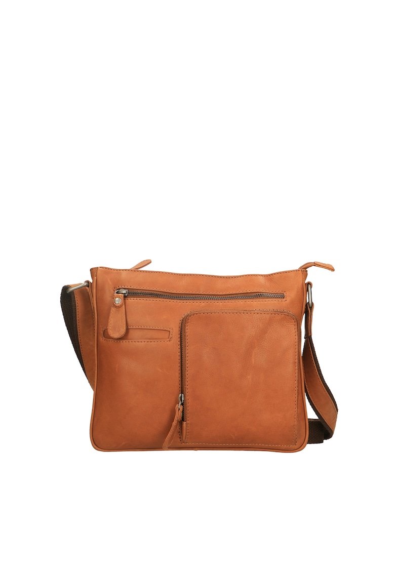 Geanta messenger de piele 212443 - Maro