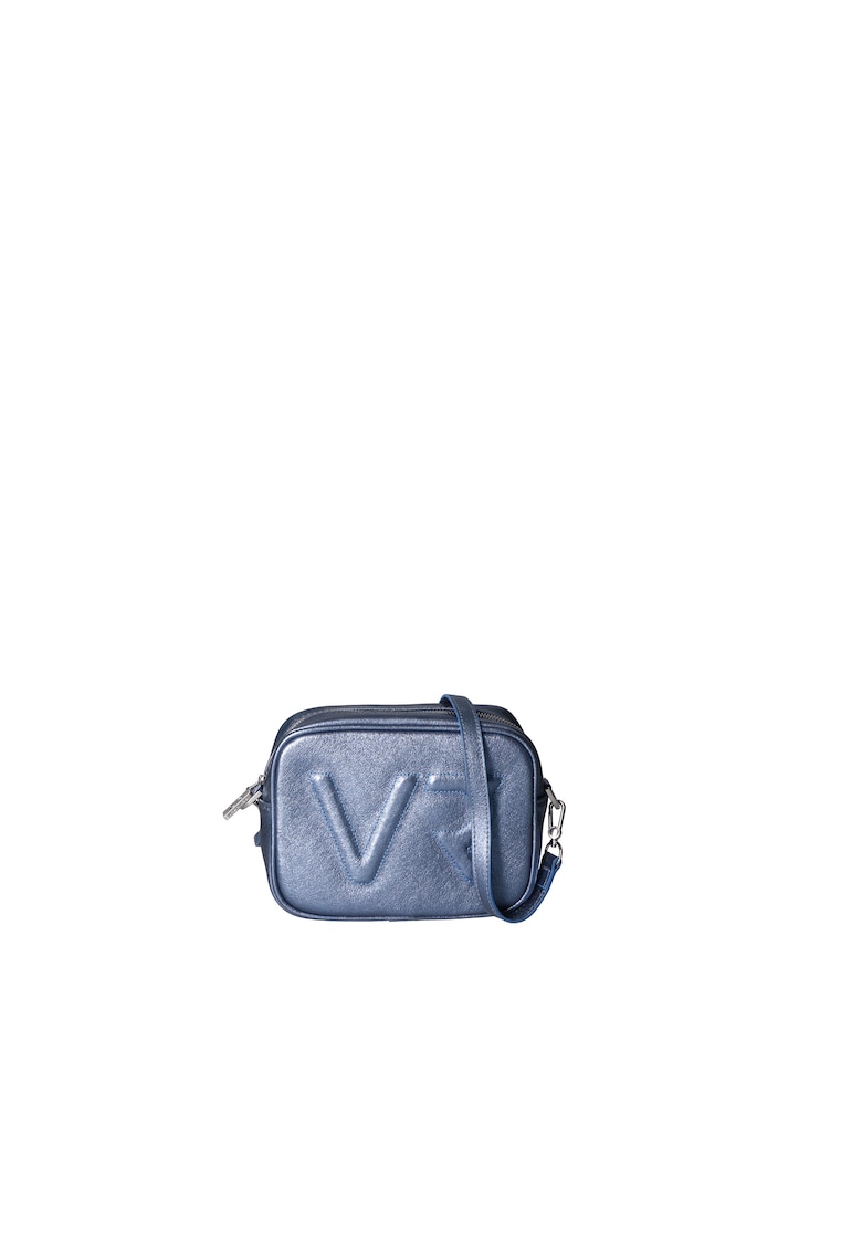 Geanta crossbody din piele cu bareta ajustabila - Albastru prafuit