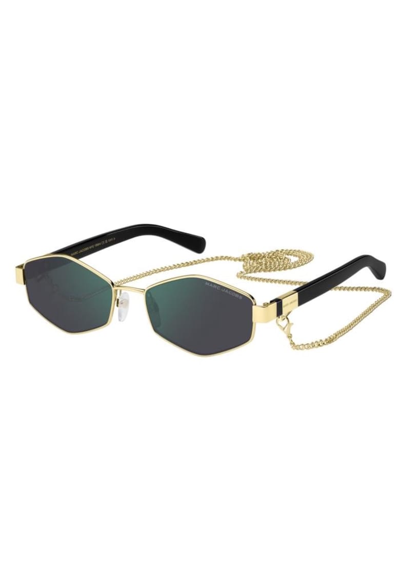 Ochelari de soare hexagonali cu lant detasabil - Auriu