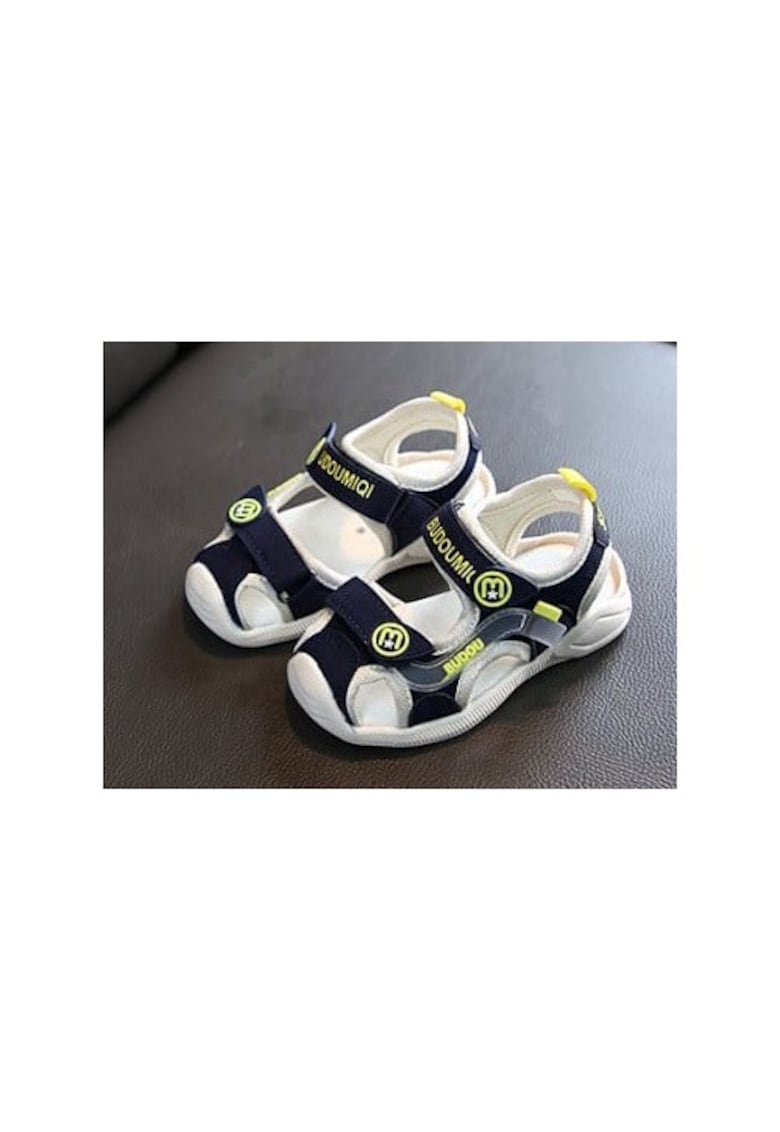 Sandale Cu Barete Ajustabile - Piele Intoarsa - Textil - Baieti - Bleumarin - Alb