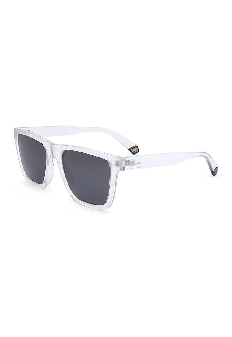 Ochelari de soare patrati cu lentile polarizate - Alb/Transparent