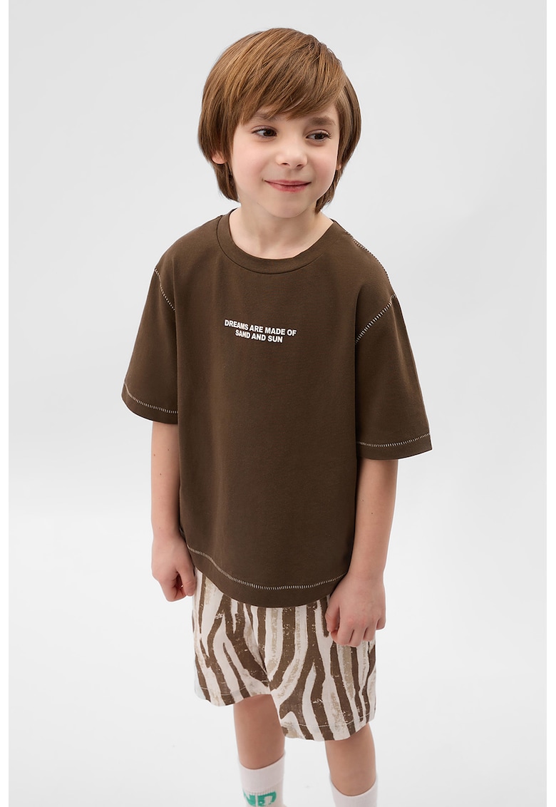 Tricou din amestec de bumbac cu mesaj Tricou din amestec de bumbac cu mesaj
