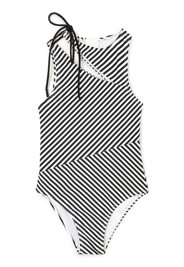 Costum de baie intreg cu model cu dungi