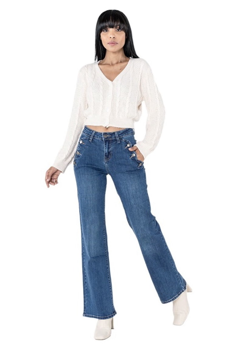 Blugi dama evazati  albastru inchis P195-1 M10 16973