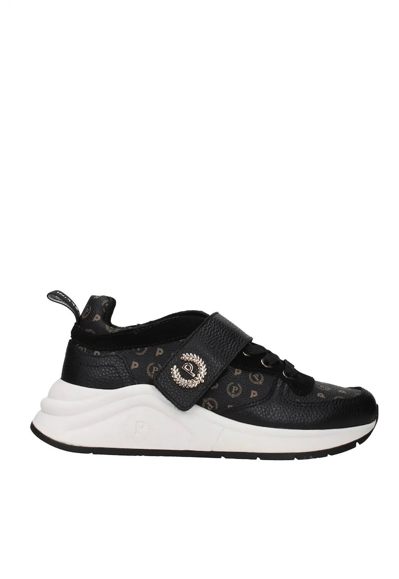 Pantofi sport din piele cu velcro - Negru